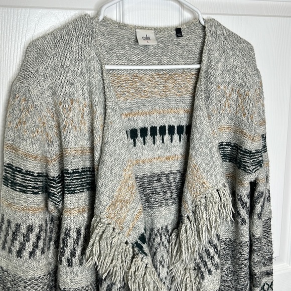 Cabi #3701 Shetland Fringe Open Front Cardigan Southwest Aztec Size Small - Picture 7 of 9